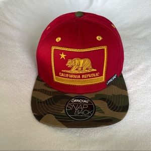 California Republic Red Yellow & Camouflage Snap Back Hat